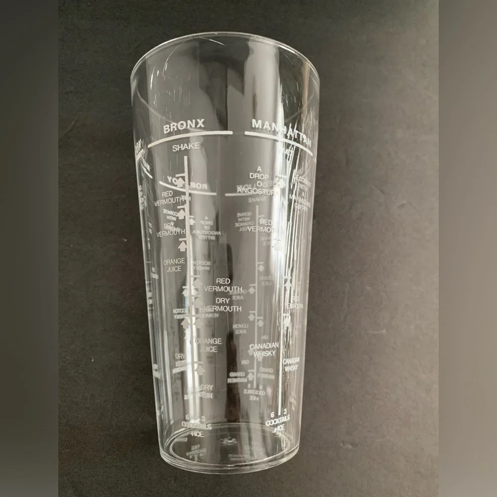 Drink Mixer Tumbler Cup Cocktails Cheat Sheet Clear Plastic Tall